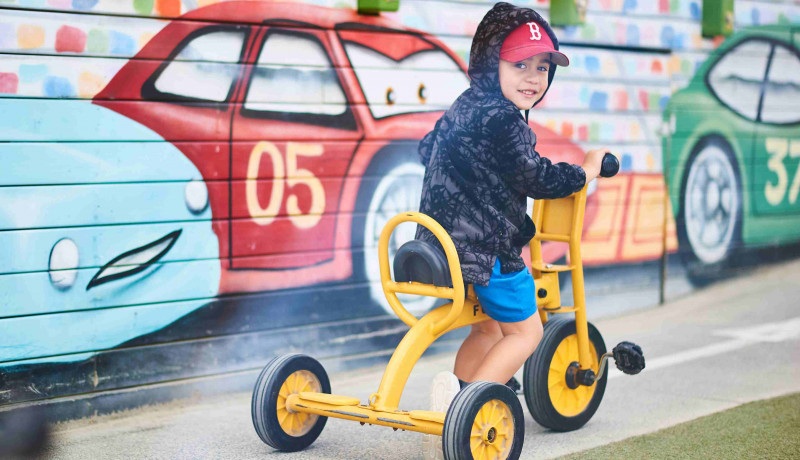 The bike track is a popular activity that children love at Busy Bees Alfriston Road