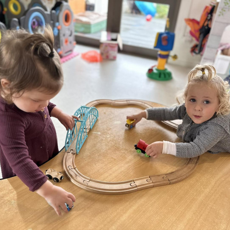 Train track play at Busy Bees Kawatiri