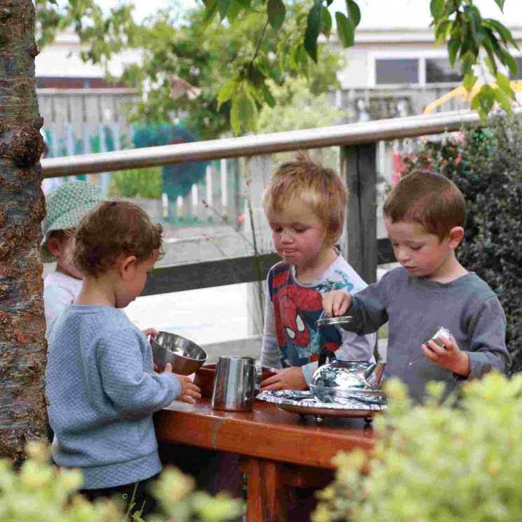 Kids having tea party at Busy Bees Pahiatua 