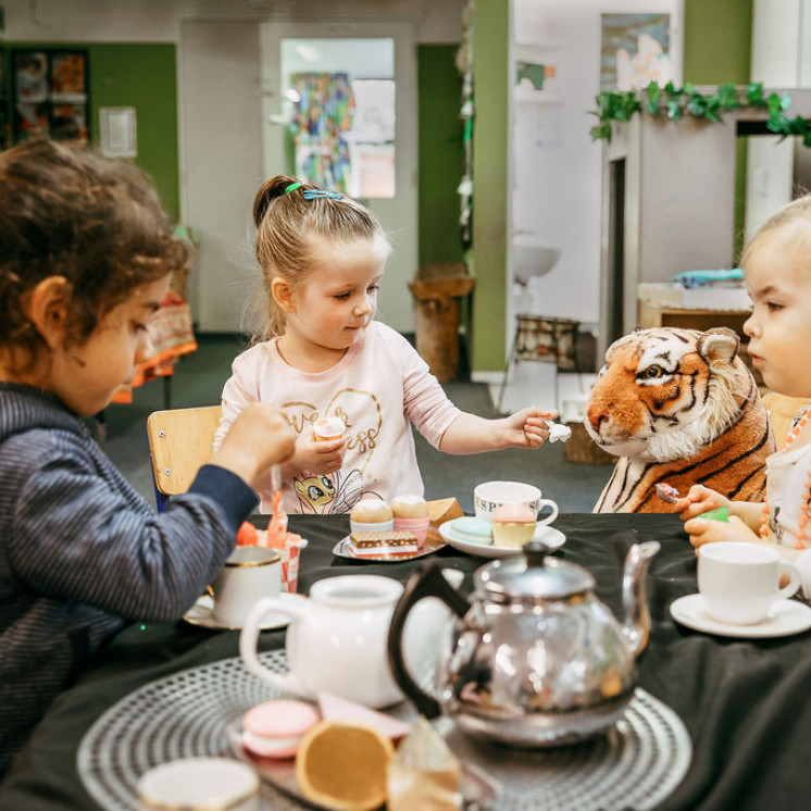 Girls having a tea party at Busy Bees Southbrook