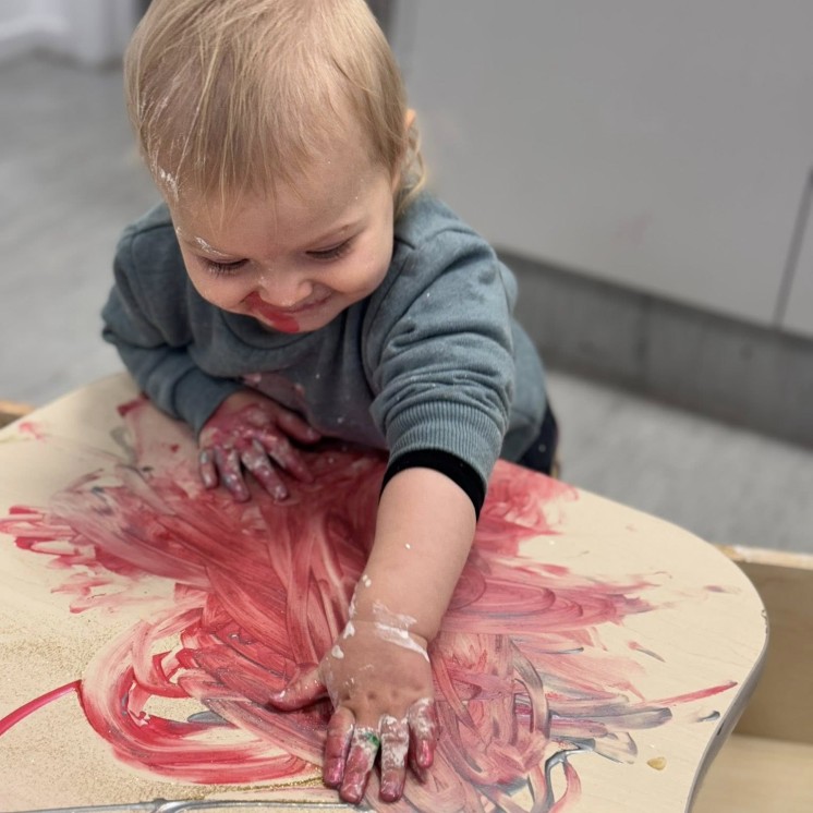 Busy Bees Te Rapa childcare centre Baby messy play